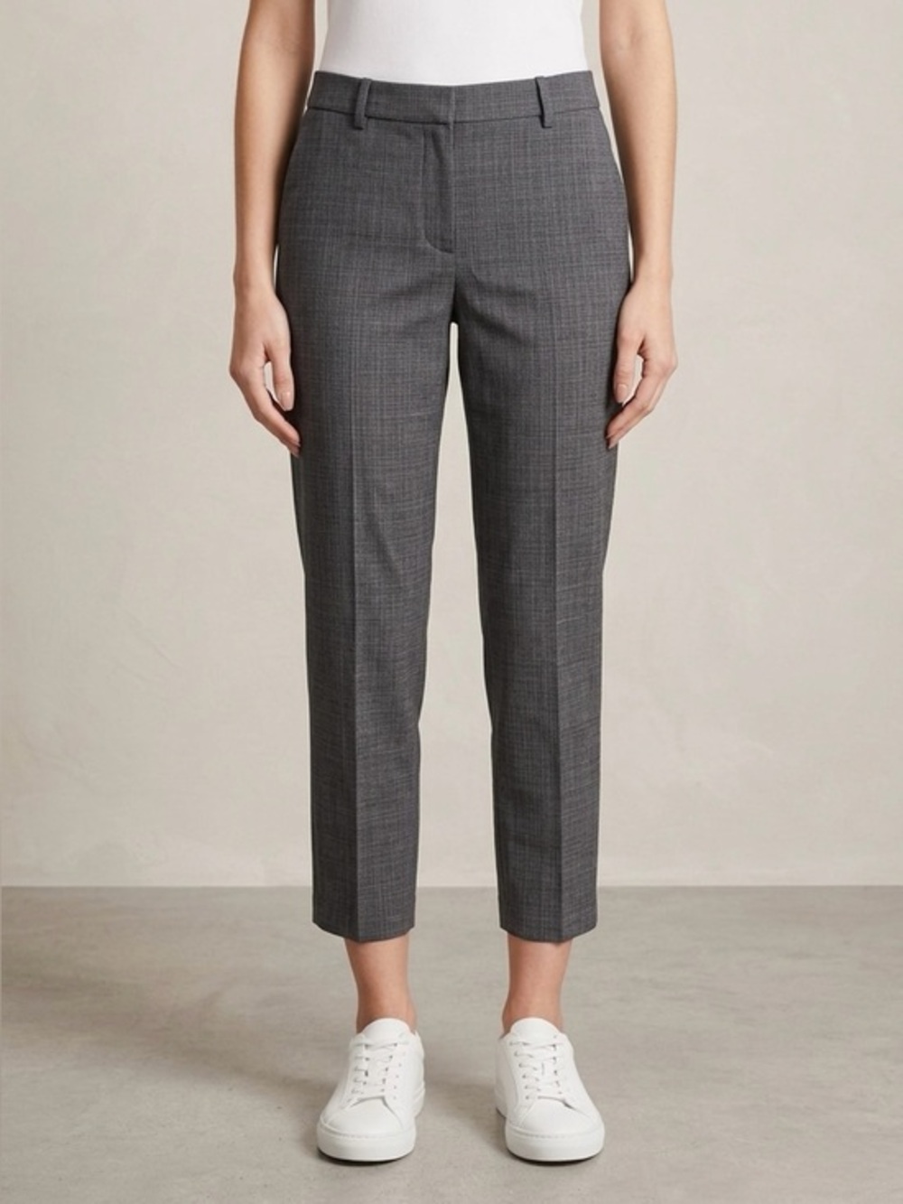 THEORY Treeca 2 Classic St Grid Cropped Wool Trousers